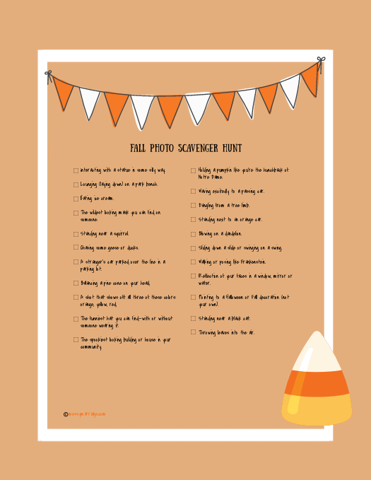Scavenger Hunt - Use the fullsize PDF of this image found at MM for your next fall photo scavenger hunt with your spouse! #scavenger #marriage #dates #photo